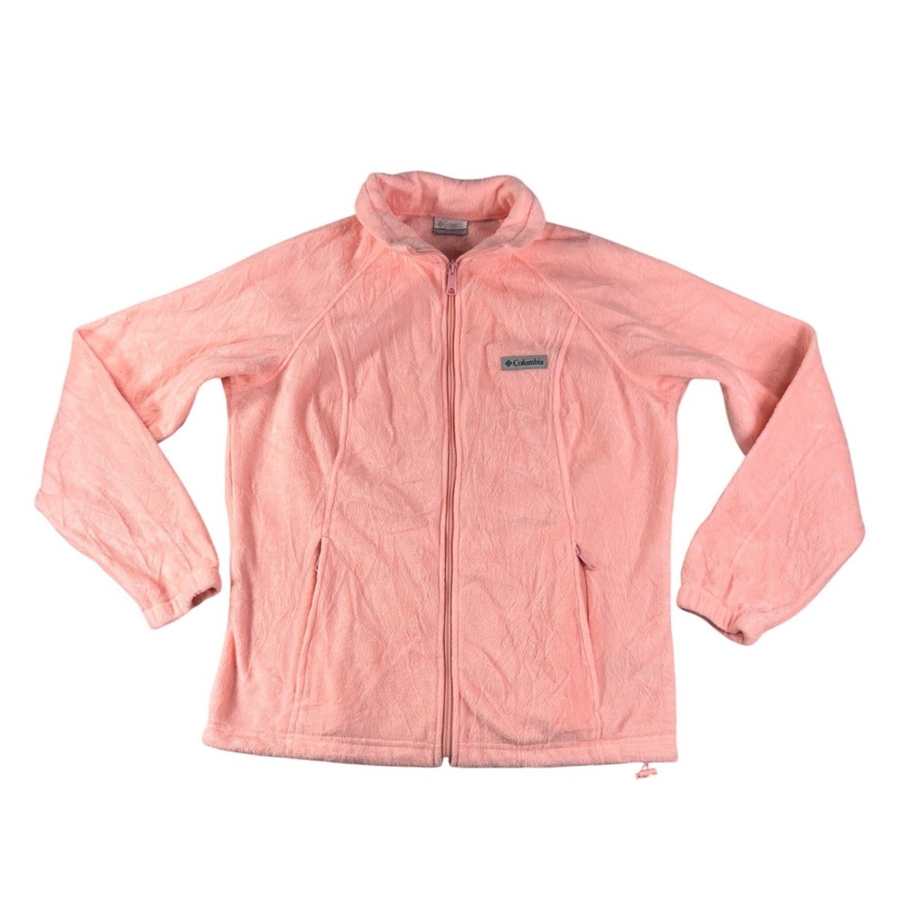 Columbia Womens Peach Pink Full Zip Fleece Jacket Size Large Soft Warm Outdoor